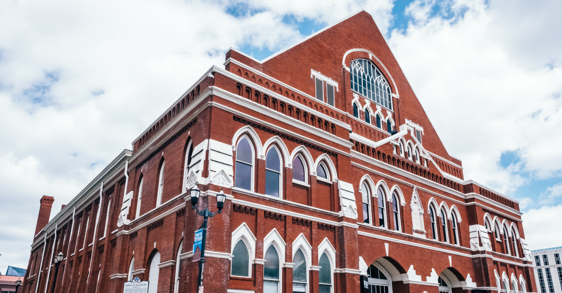 Ryman Auditorium exterior on a bright day